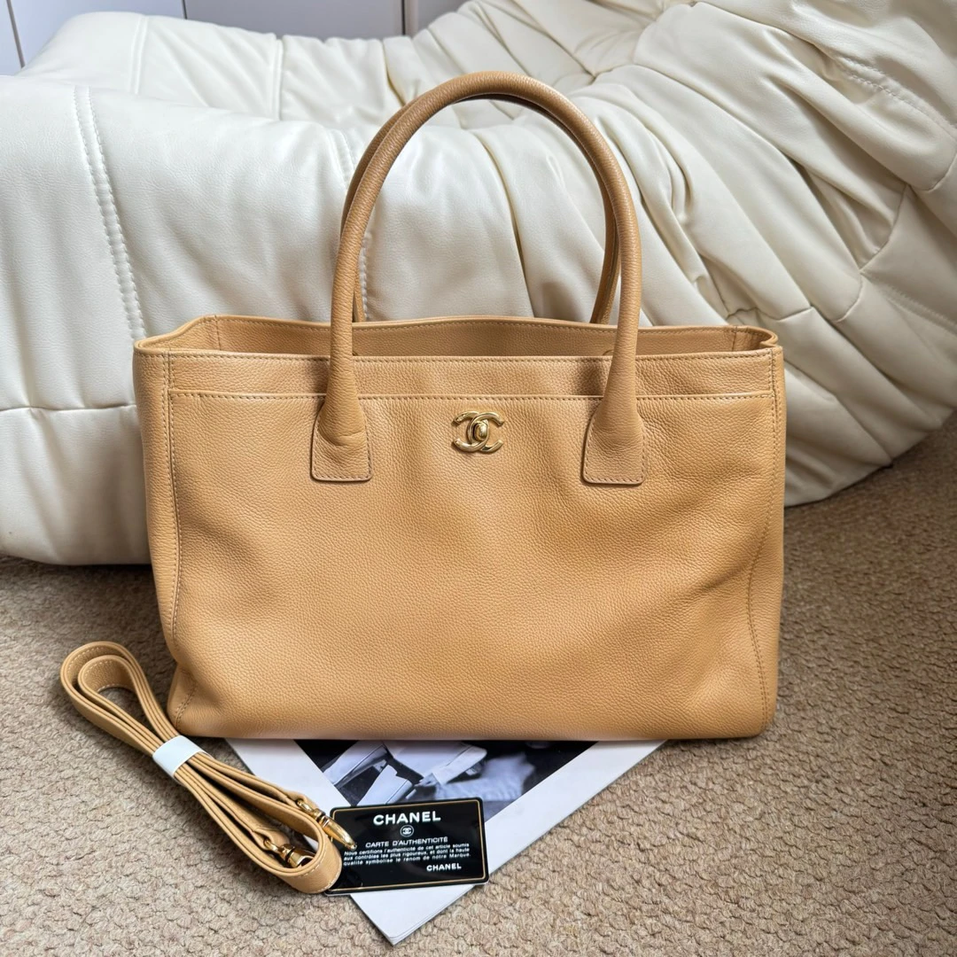 95新 Chanel/香奈儿 Chanel 奶茶色 荔枝牛 cerf中号/666224959