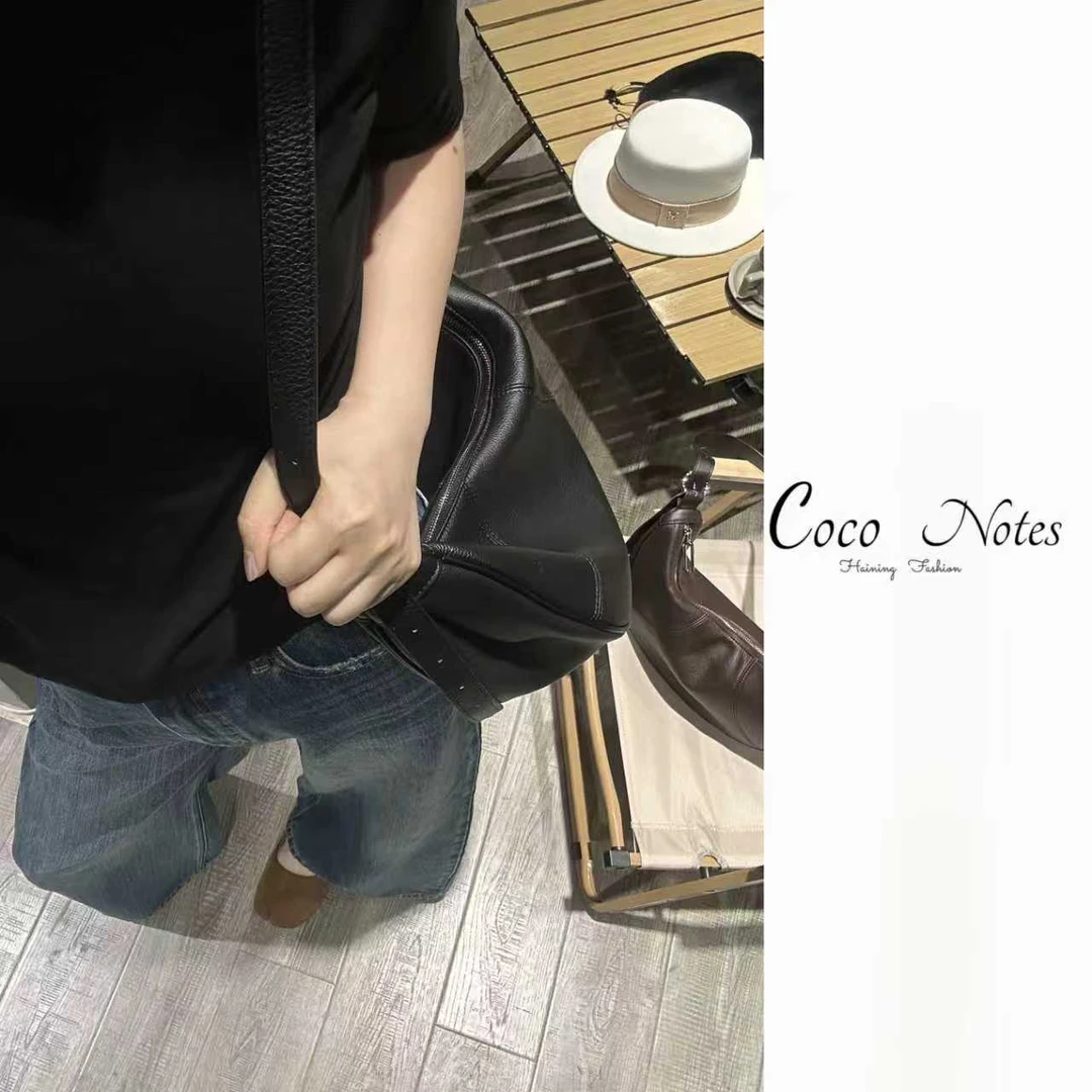 COCO NOTES 新款牛皮软面包包斜跨饺子单肩包