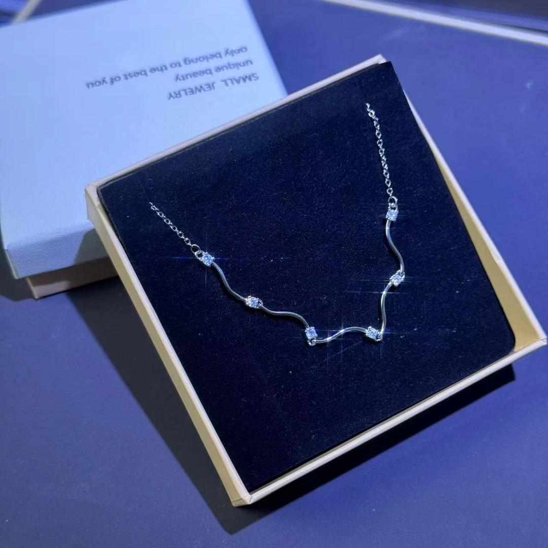 铜合金锆石项链 MXL020 波浪线条项链