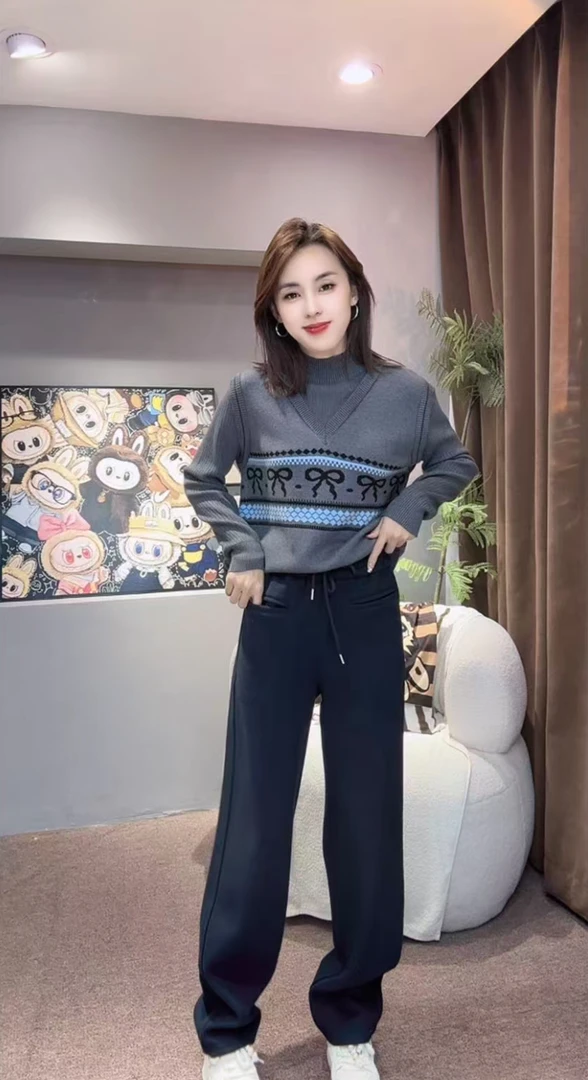 88562竖插兜净版直筒加绒拖地裤