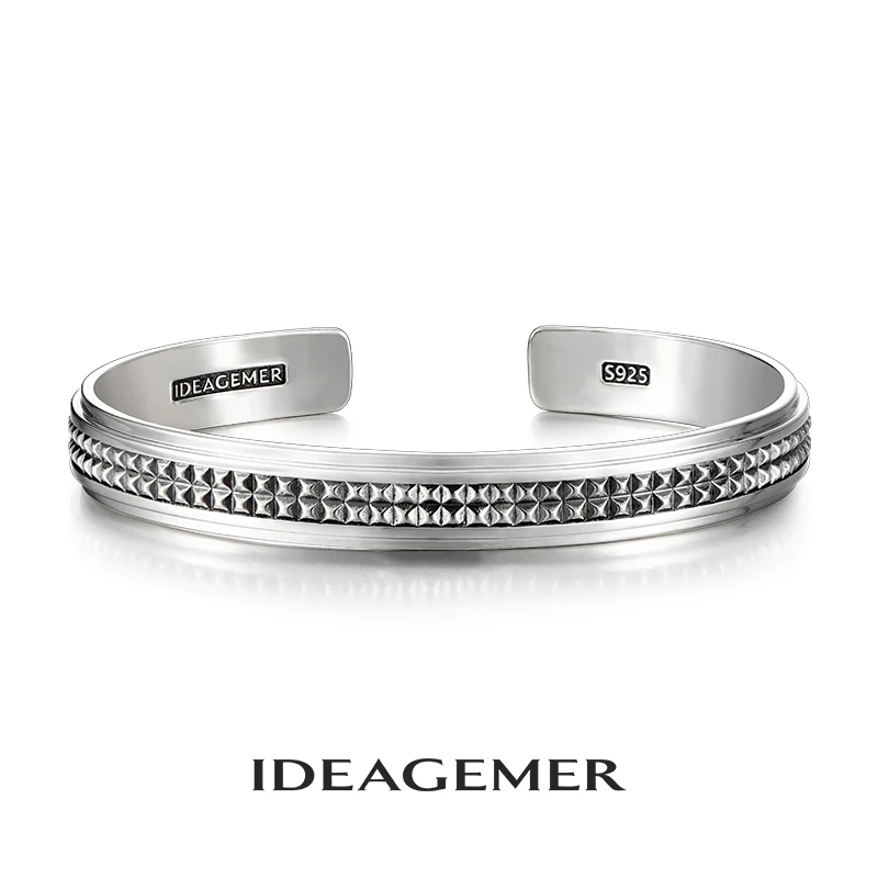 ideagemer 925银手镯 简约时尚手镯原创设计ins潮轻奢高级感开口