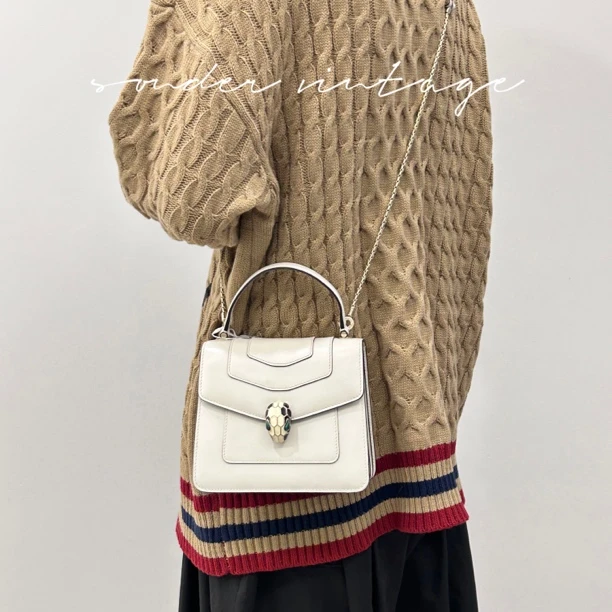 95新 BVLGARI/宝格丽 BVLGARI/宝格丽白色单肩手提包