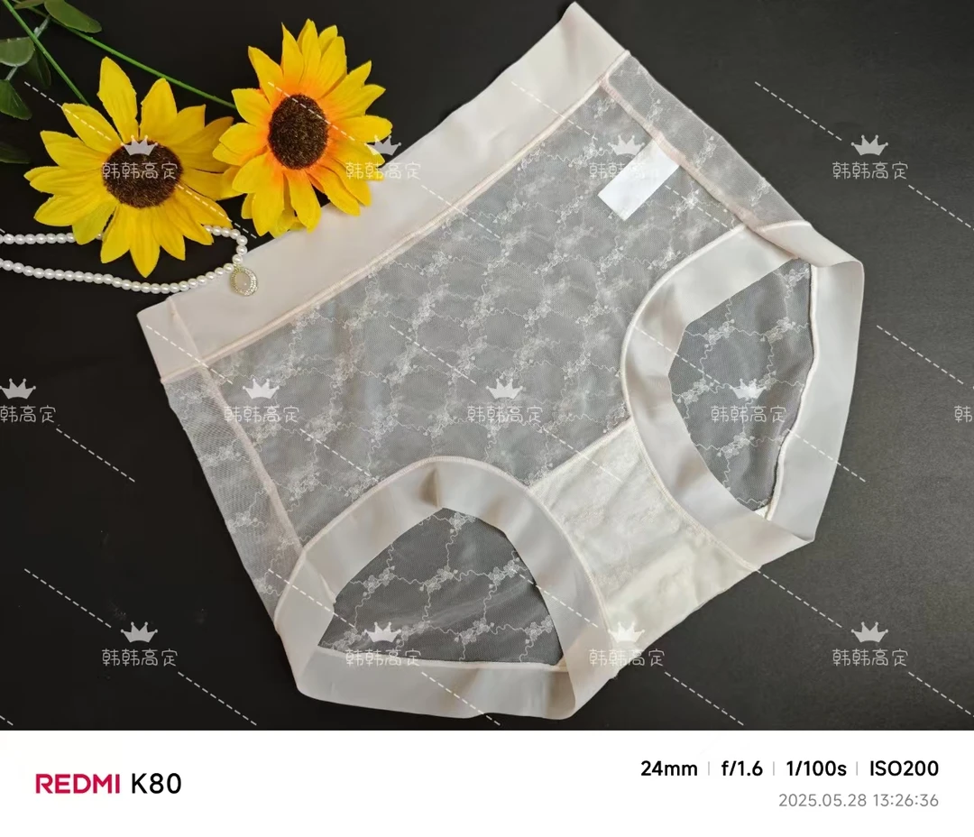 超薄飘飞透气蕾丝内裤女中腰包臀舒适柔软桑蚕丝三角裤