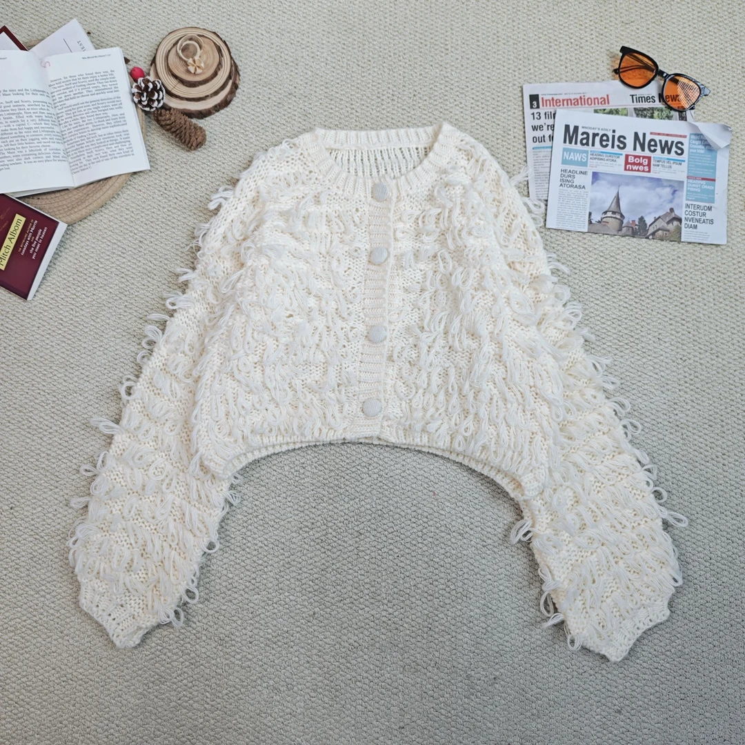 2025春季新款时尚休闲纯色毛衣开衫针织长袖外套9739