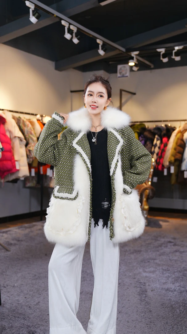 YJ【邢邢推荐】设计师高定鹅绒服中长款女宽松外套99414