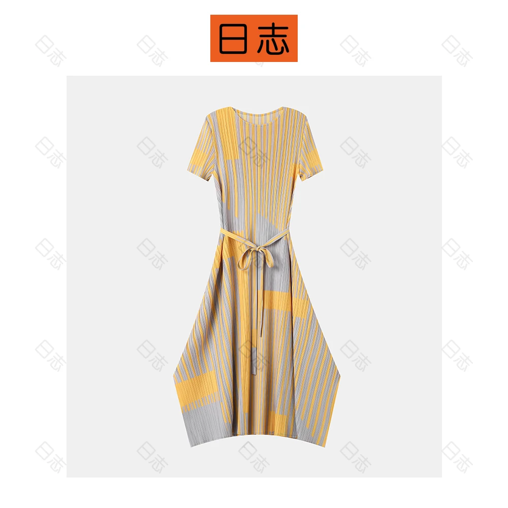 PIPO【现】【黄玫瑰】夏季不规则休闲气质减龄显瘦女式连衣裙DDS2L920