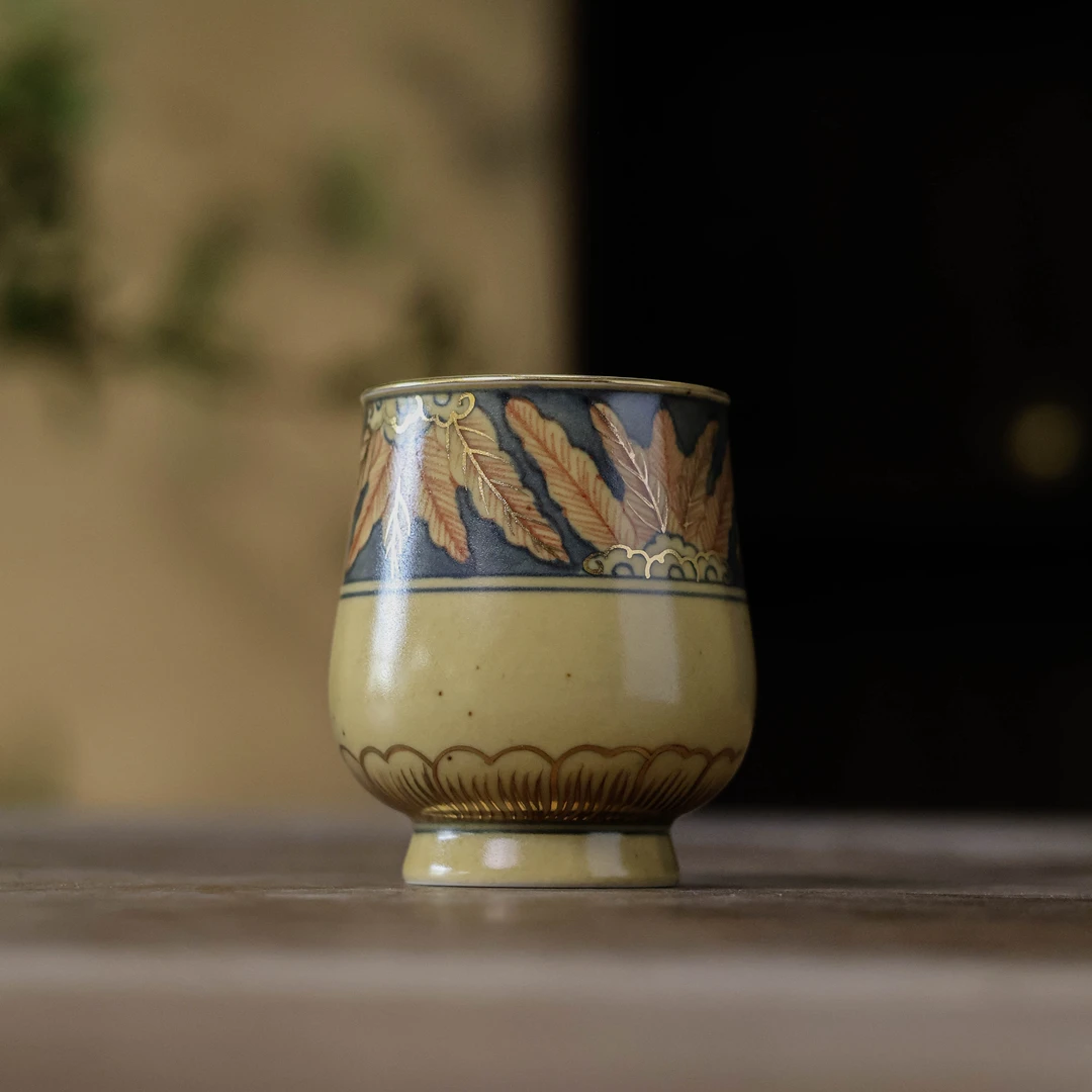 【小田甄陶】娇黄釉芭蕉-了物-敛口杯-125ml（了物0319）