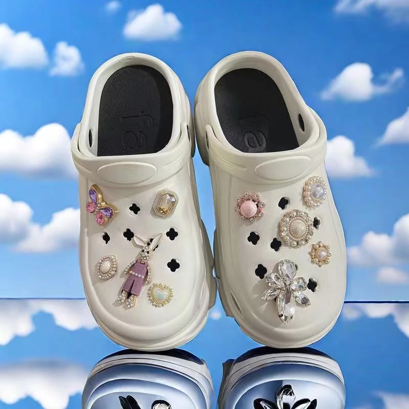 爱丽丝梦游仙境鞋花适配洞洞鞋配饰珍珠鞋花装饰diy配件