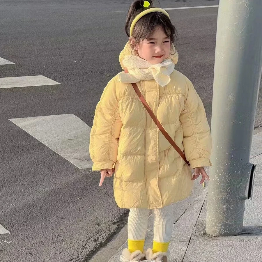 女童绒服2025新款洋气男童韩版儿童冬季加厚女孩中长款绒保暖外套