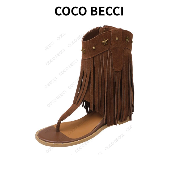 COCO BECCI  2025夏季新款时髦流苏凉鞋