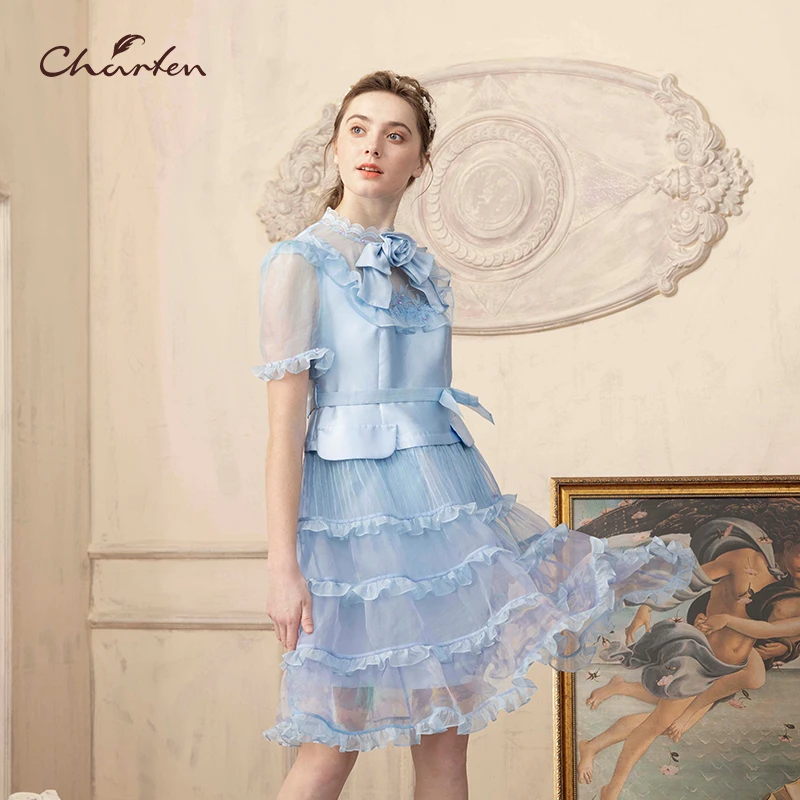 CHARFEN朝峰春夏海洋印花连衣裙CFD2D152-1093G