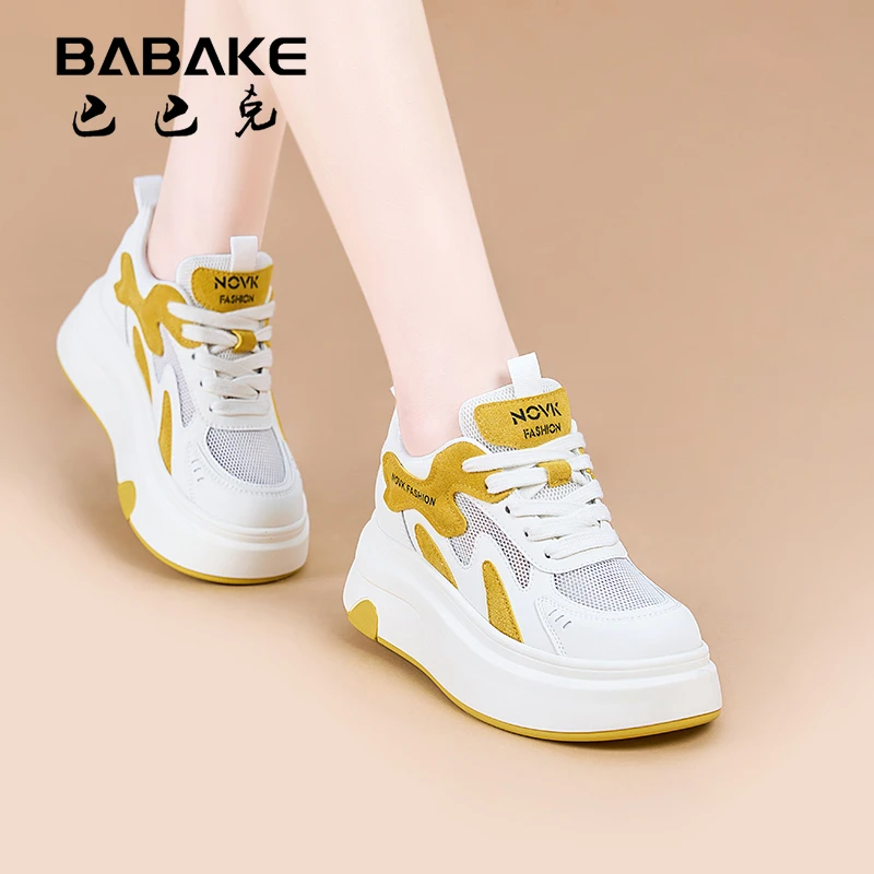 巴巴克2025春夏季新款7CM厚底网面运动阿甘鞋增高透气女鞋8608