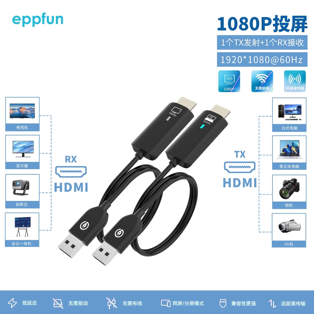 无线投屏同屏HDMI办公会议企业笔记本电脑主机连接电视投影1080p