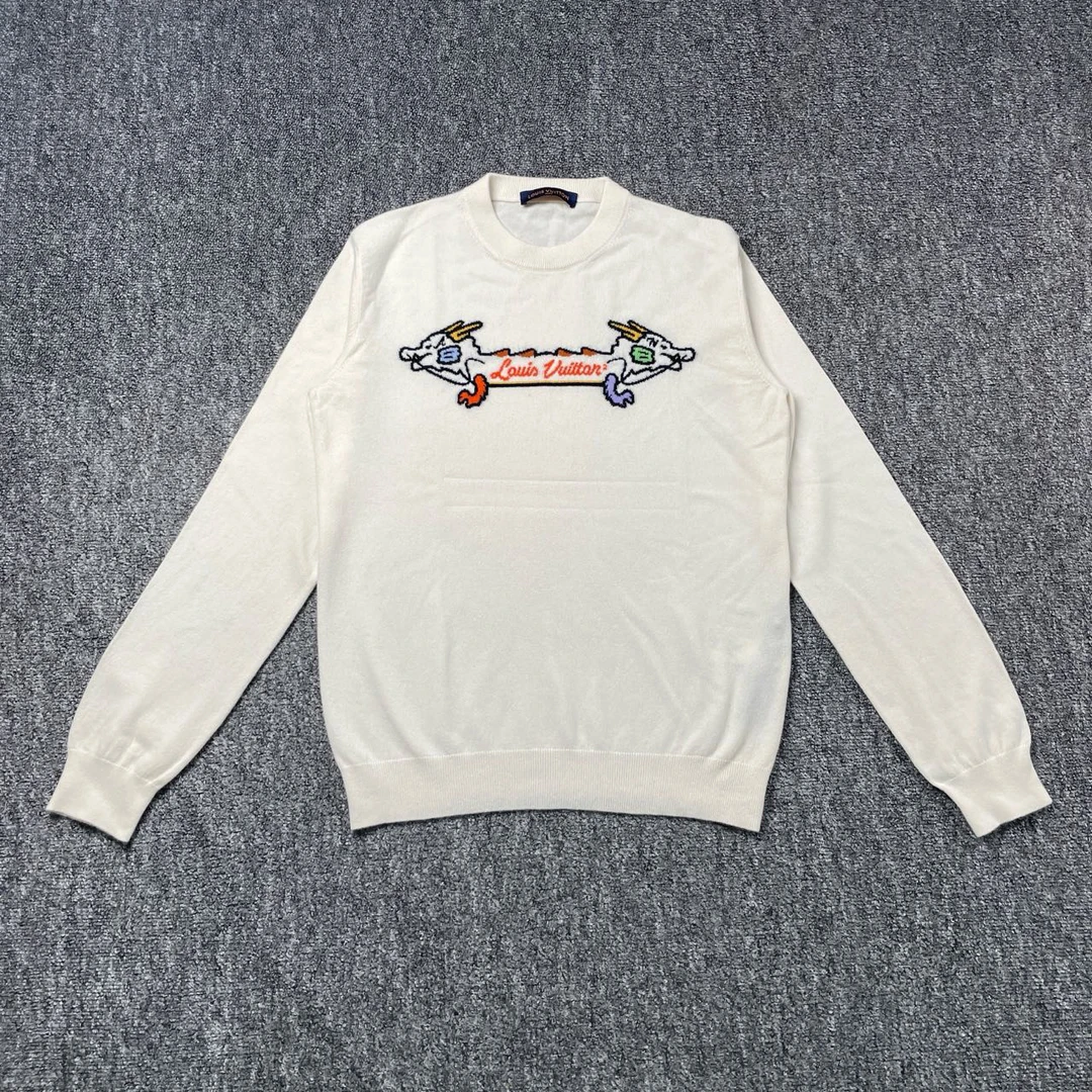 95新 LouisVuitton/路易威登 3598/x nigo2白色Logo卫衣/XL/污渍