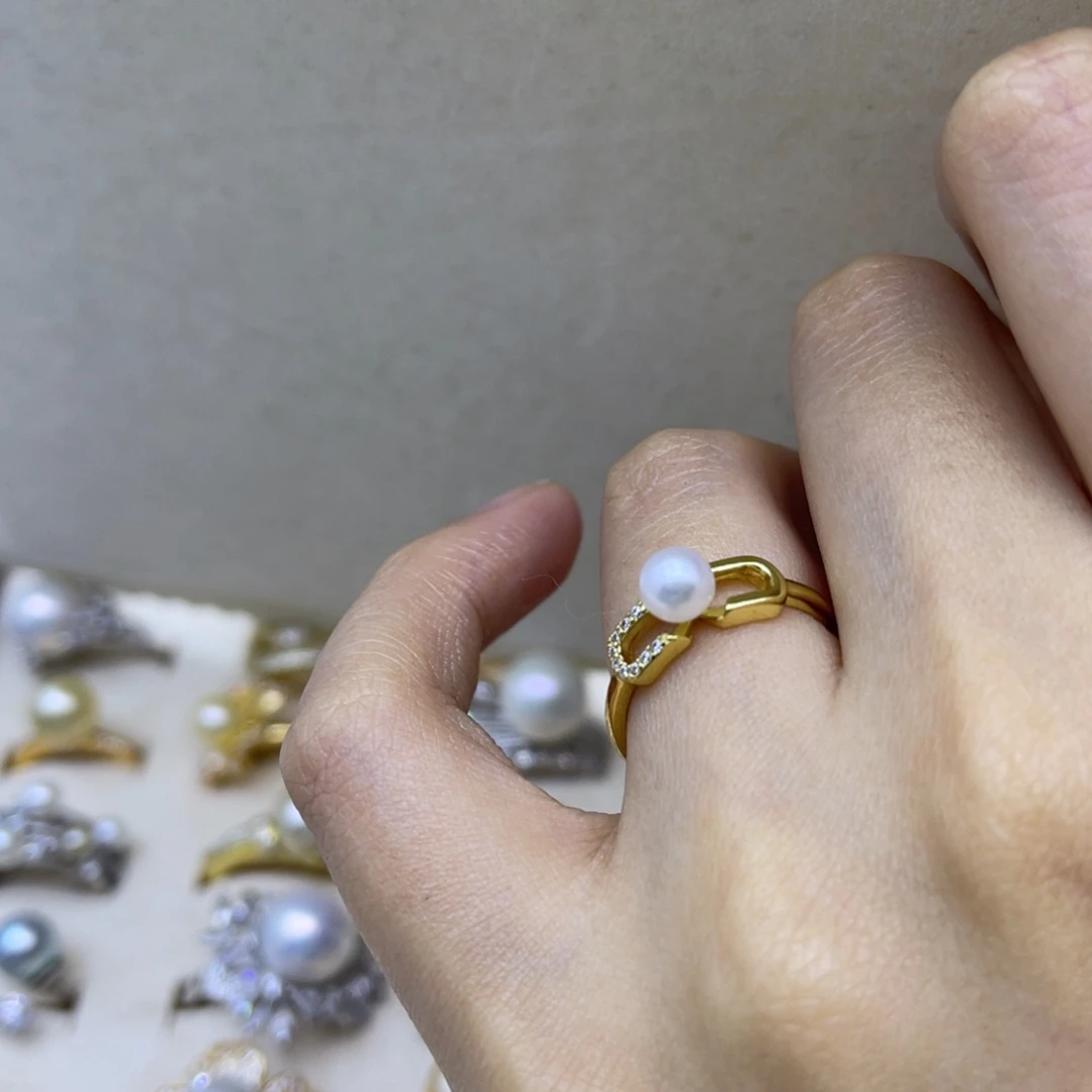 银S925镶嵌淡水珍珠戒指