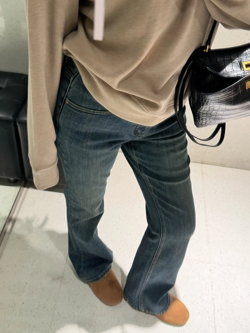 BIG WHITE REMADE“仙品裤”匹马棉奢感时尚加绒微喇阔腿裤D5L1067