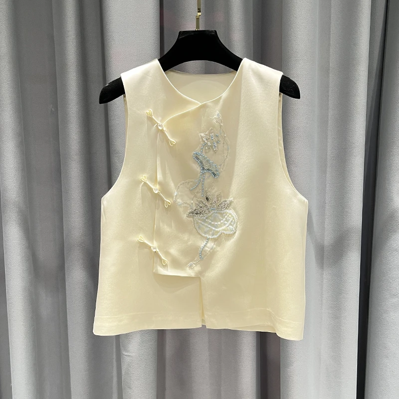 2026新款醋酸马甲时尚休闲复古中式无袖上衣