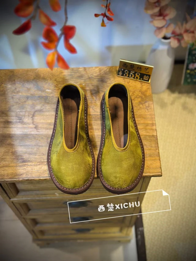 2025夏上新（碧荷V口）新中式时尚百搭低帮软底透气国潮手工布鞋