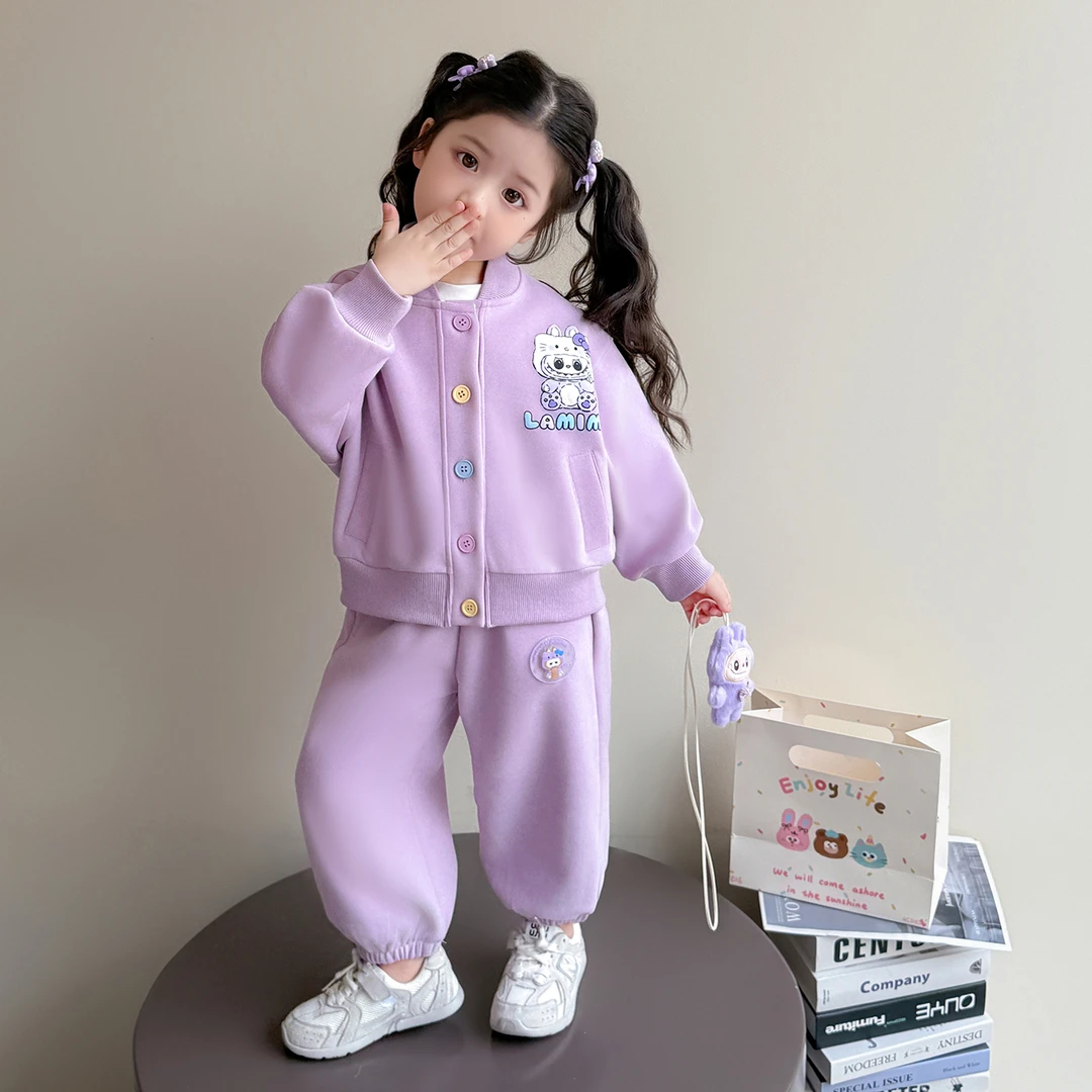 女童拉布布套装春秋款2025新款儿童装休闲开衫外衣发光亮灯两件套