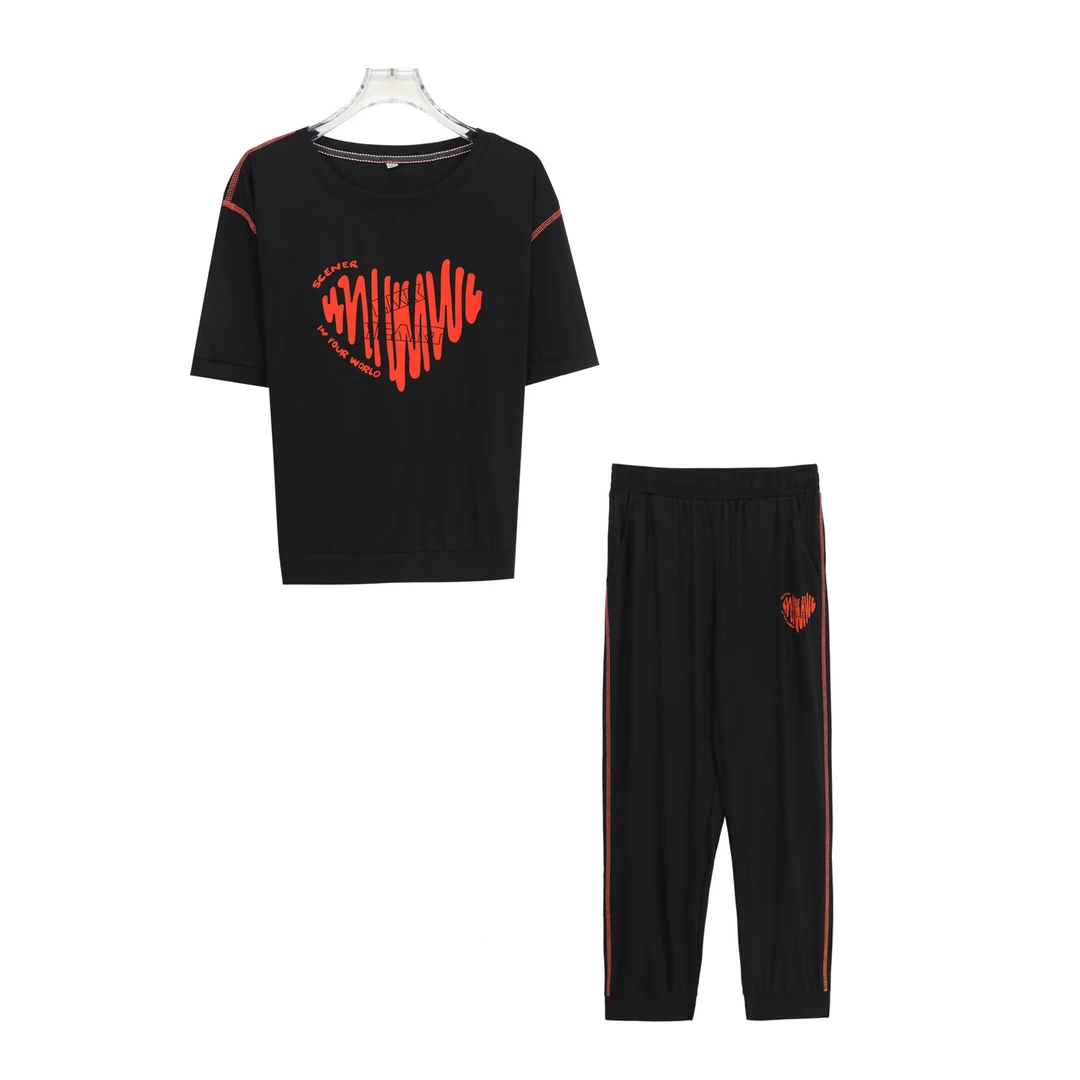 轻奢休闲时髦圆领宽松气质运动套装S812