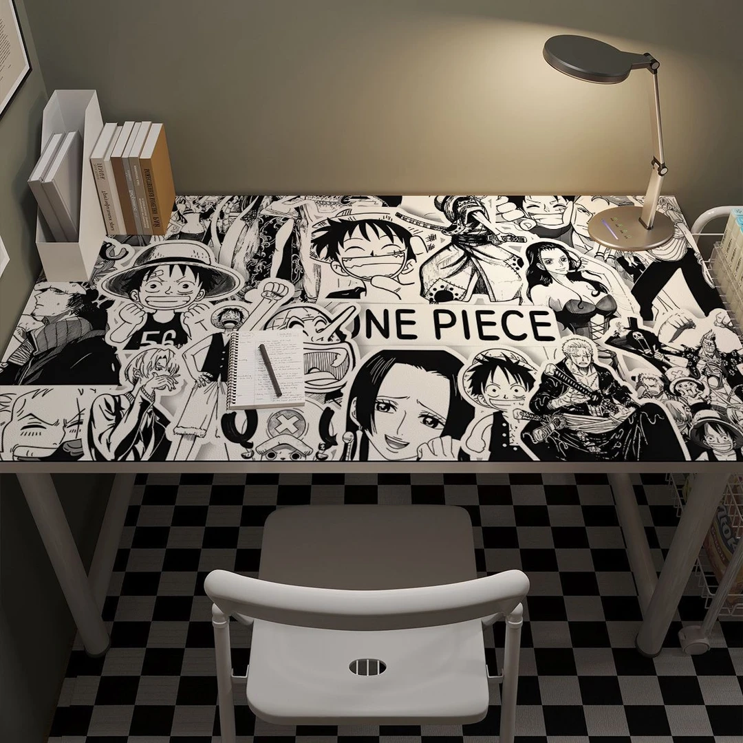 漫画风皮革桌垫二次元黑白女帝防水耐磨桌垫茶几垫免洗可擦可定制