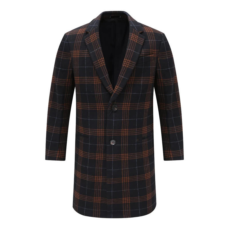 Y1594路易秋冬男式毛呢大衣直排扣保暖防风外套 时尚都市