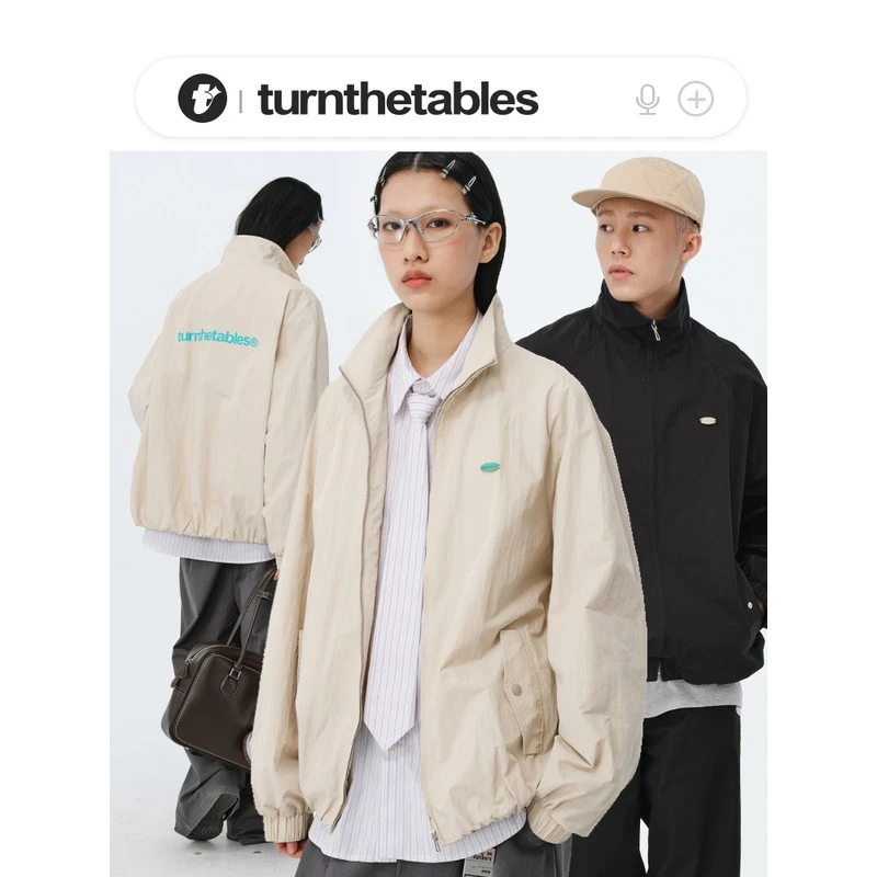 Turnthetables廓形插肩袖立领夹克美式外套