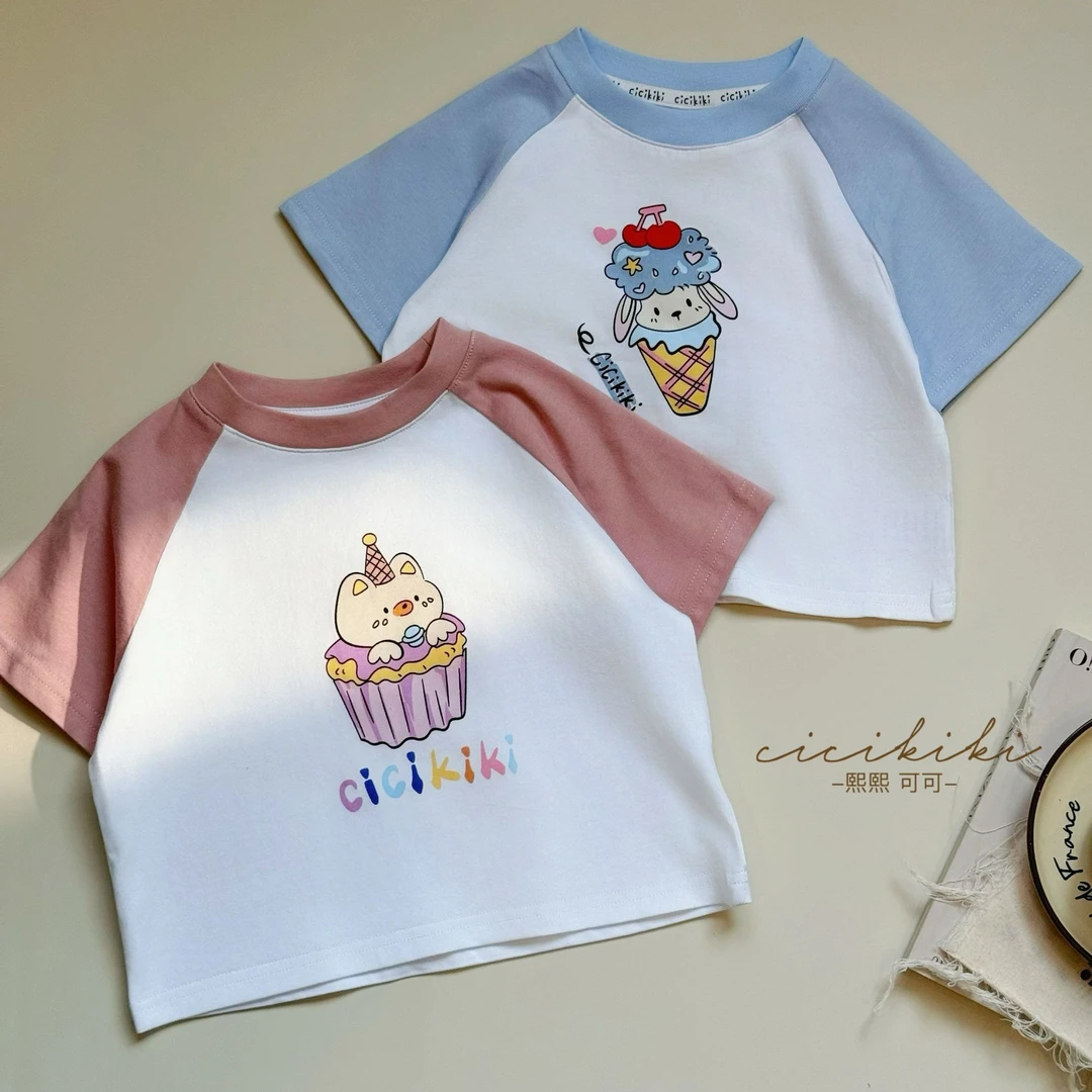 现货【小莎】2025儿童夏季新款女孩圆领童装T恤 熙熙可可TX2513