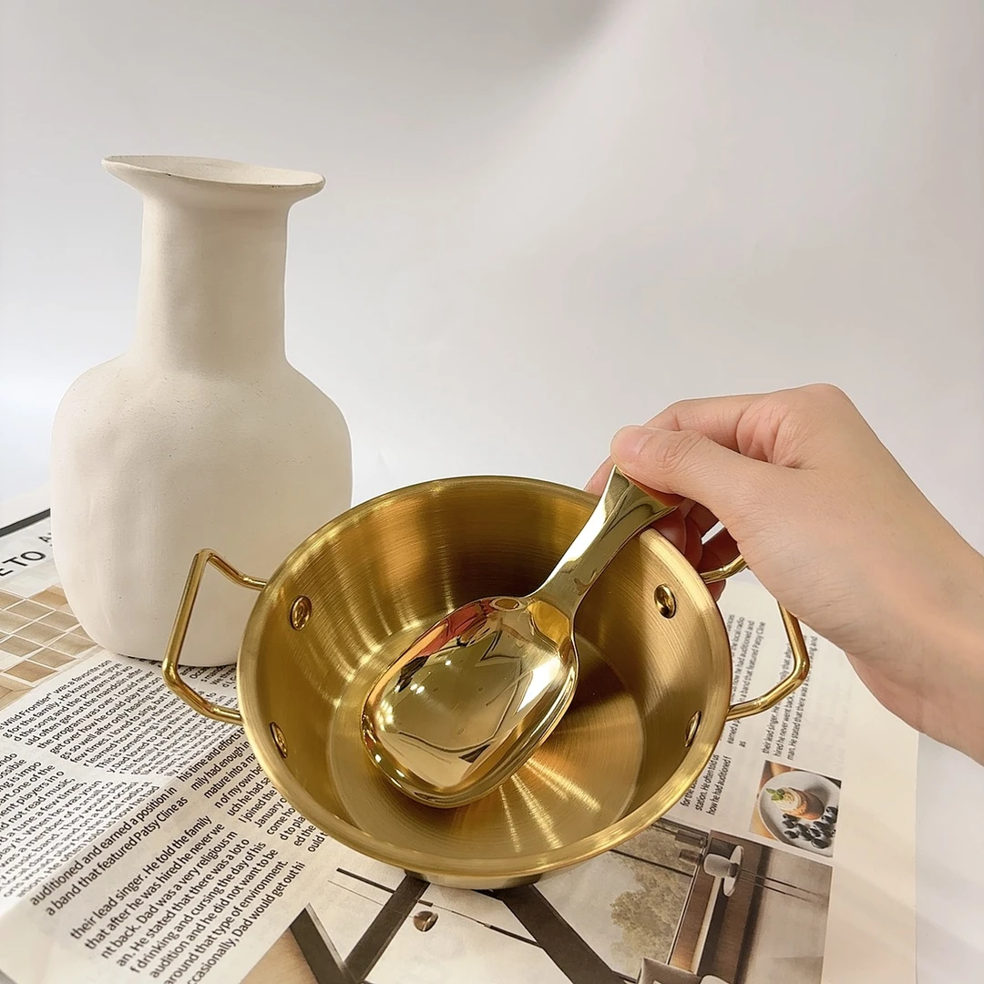 【两件套】不锈钢超萌可爱金色双耳碗+金色罐罐勺