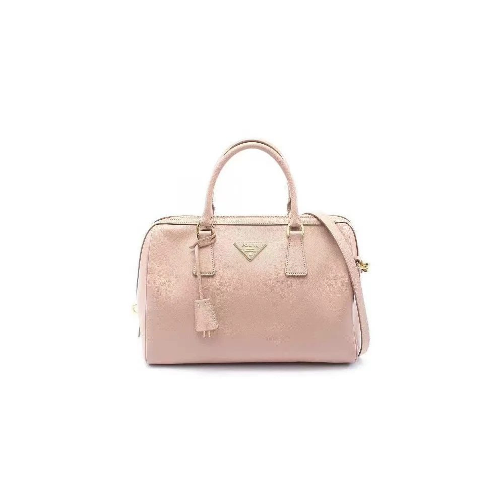 95新 Prada/普拉达 波士顿裸粉色手提斜挎包【静文】BGD401400084