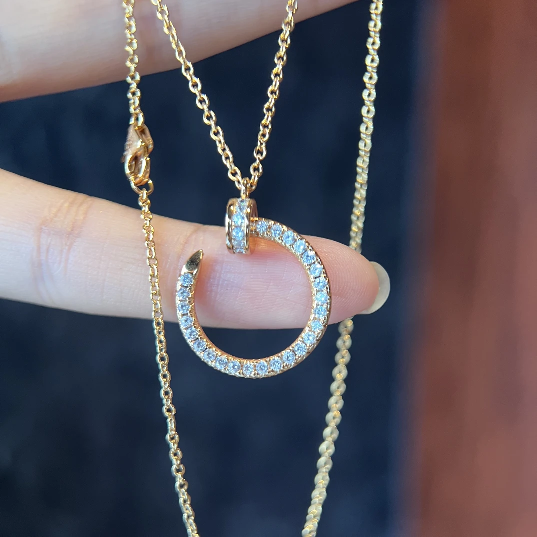 18K金滑动钻石项链（重版柜版）满钻钉子项链