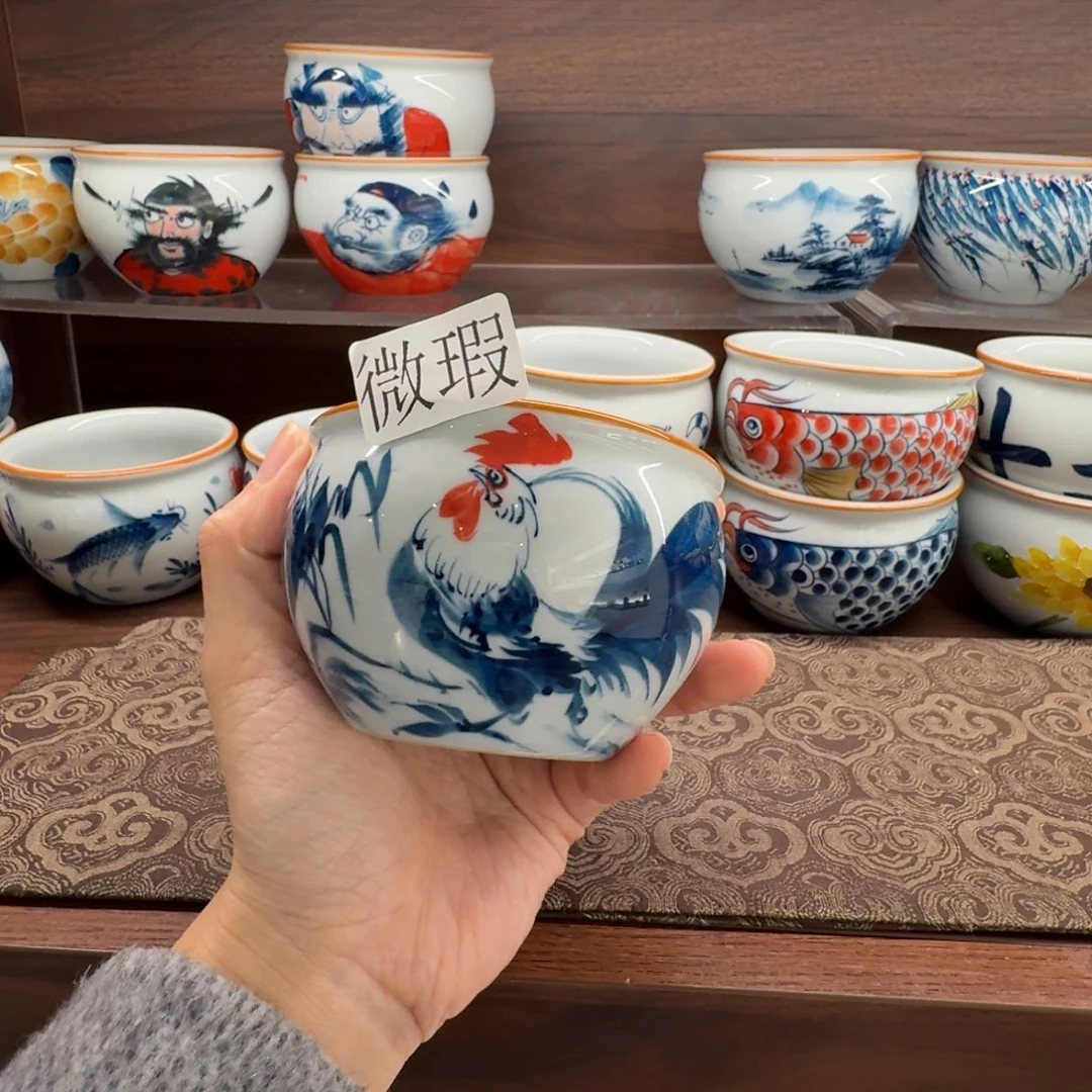 釉下手绘茶具微瑕