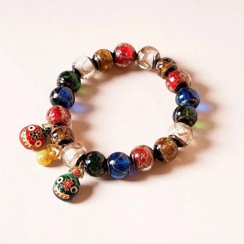 【山谷行者手作设计】五色智慧琉璃吞金兽手串