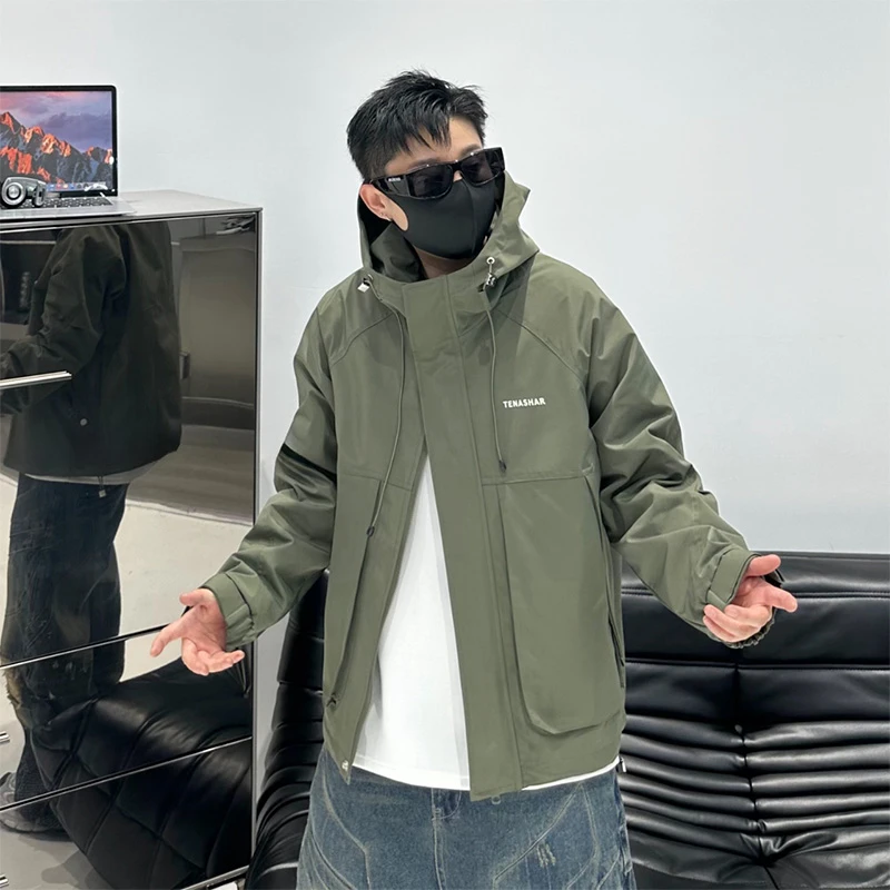 时尚冬季二棉连帽薄棉百搭2024男士工装夹克断码外套2410-25