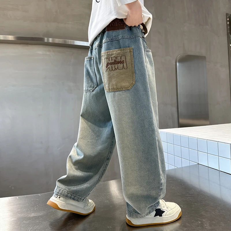 【春款上新】男童春季新款休闲牛仔裤中大童直筒裤子儿童宽松长裤