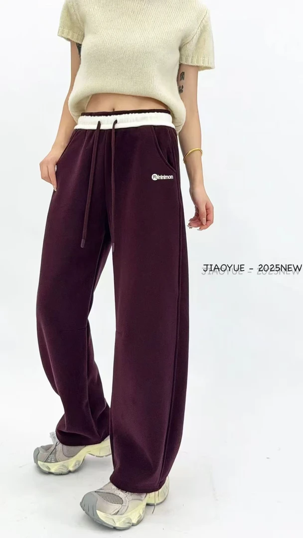 韩系奥粒绒750克加厚保暖弹力香蕉裤宽松阔腿休闲长裤98208