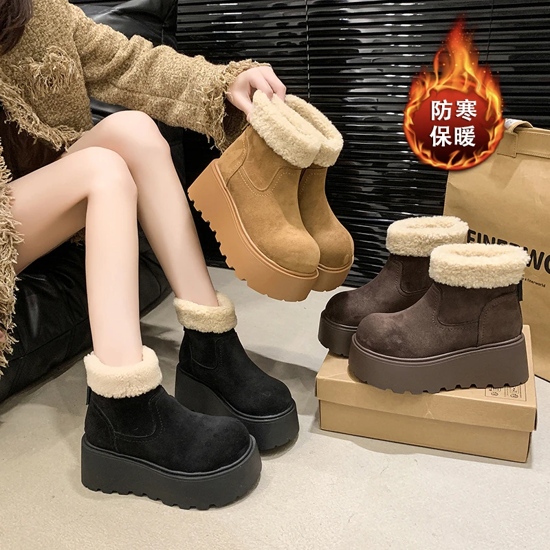 小个子7cm增高厚底雪地靴女2025冬季加绒加厚百搭休闲时尚雪地靴