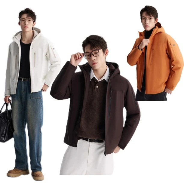 Lilanz/利郎（拒水鲜绒）商旅休闲羽绒连帽保暖防风冲锋衣羽绒服