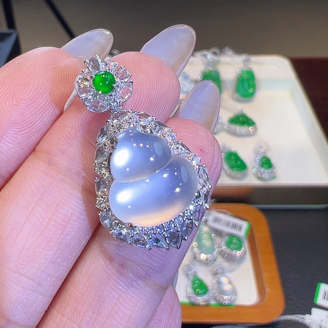 翡翠18K金镶嵌吊坠(不含链)翡翠