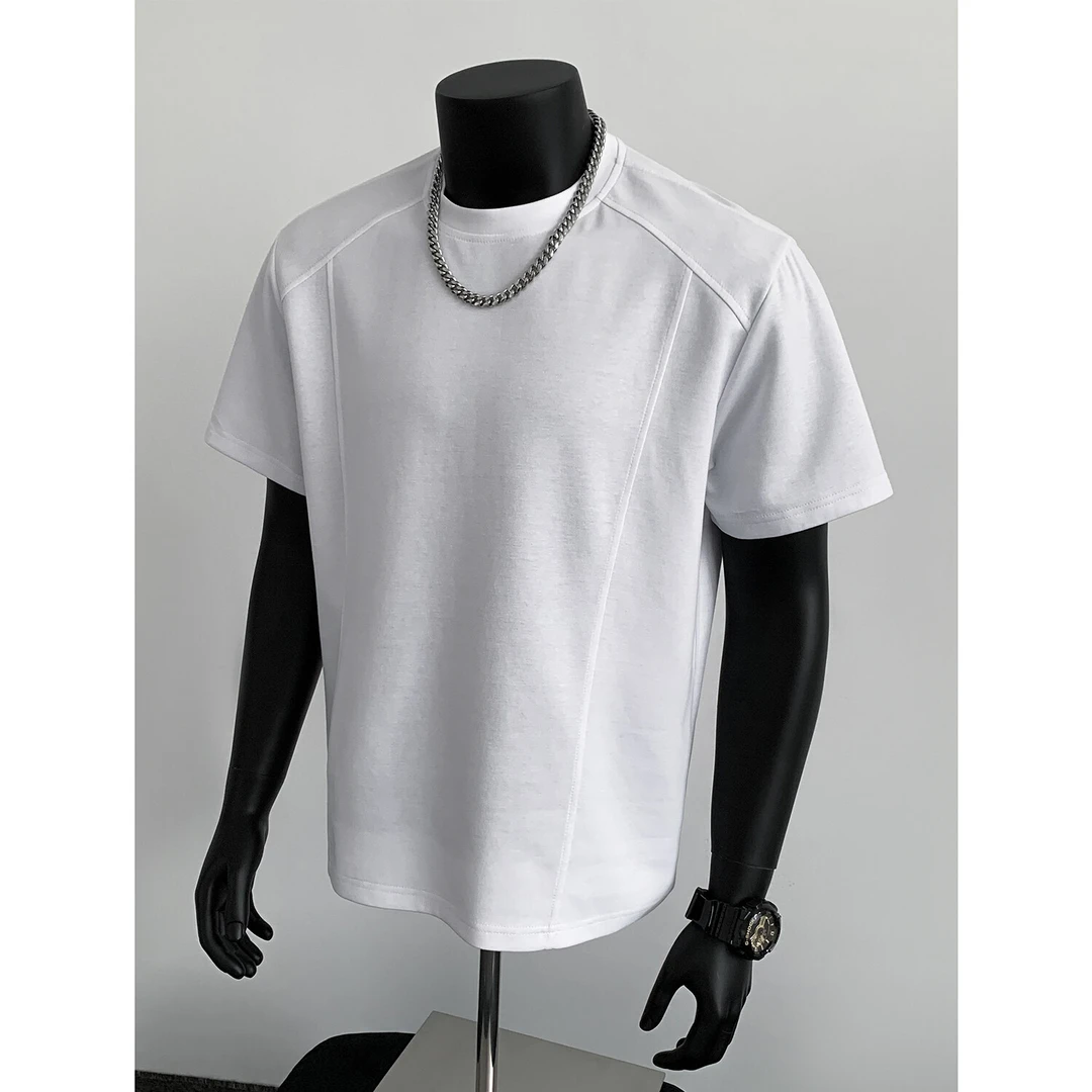 cleanfit美式重磅解构短袖男夏季boxy版型T恤空气层拼接短袖上衣