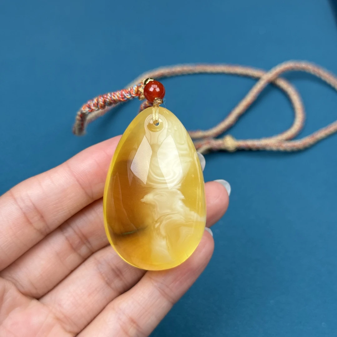 Y1888天然原矿蜜蜡水滴30x47x22mm 18.4克支持复检假一赔四