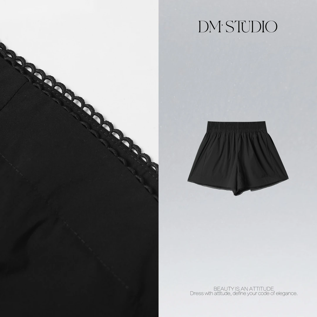 •STUDIO/夏季透气纯色极简风百搭显瘦松紧腰短裤2506DK/9080