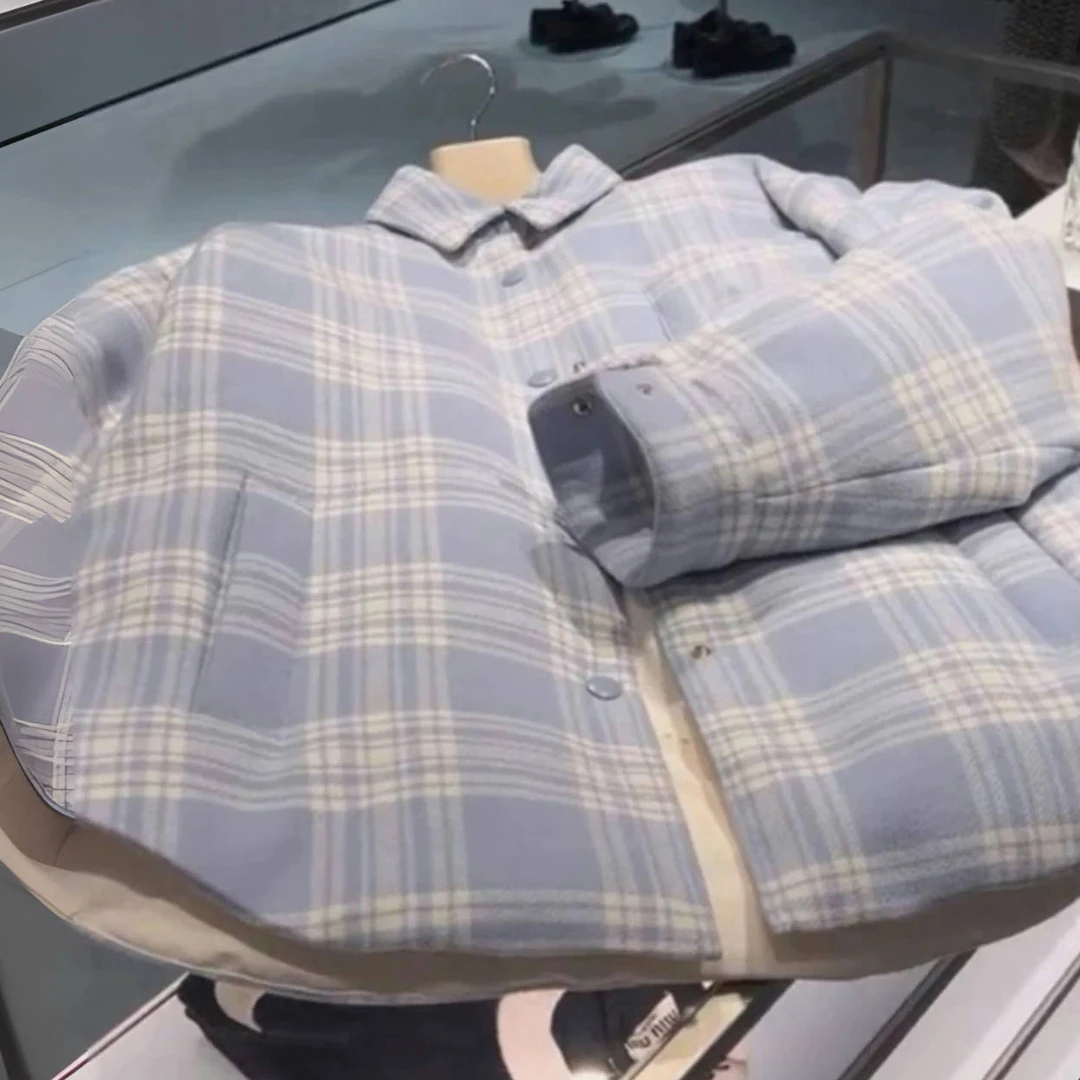 2922时尚秋冬"Great!"值得拥有潮牌磨毛格子90白鸭绒绒服 羽绒服