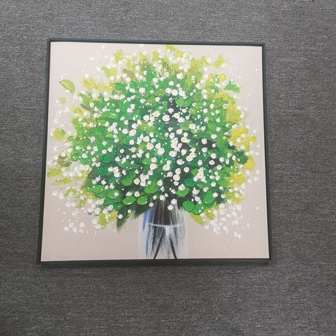 手工油画小众彩色餐厅装饰画花卉高级感北欧饭厅墙面6060