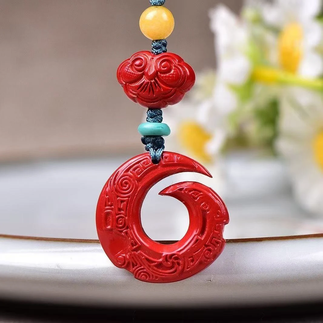 含辰砂工艺品正宗朱砂帝王砂时来运转手机挂件本命年时尚手机链