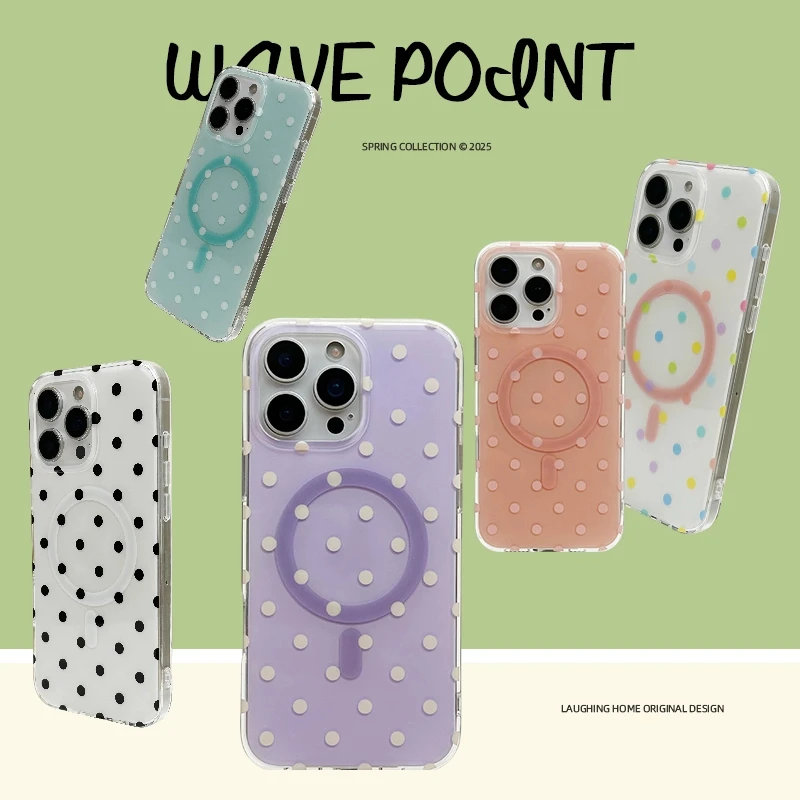 ROOK丨日韩风ins波点iPhone16Pro Max手机壳女款磁吸适用15/14/13
