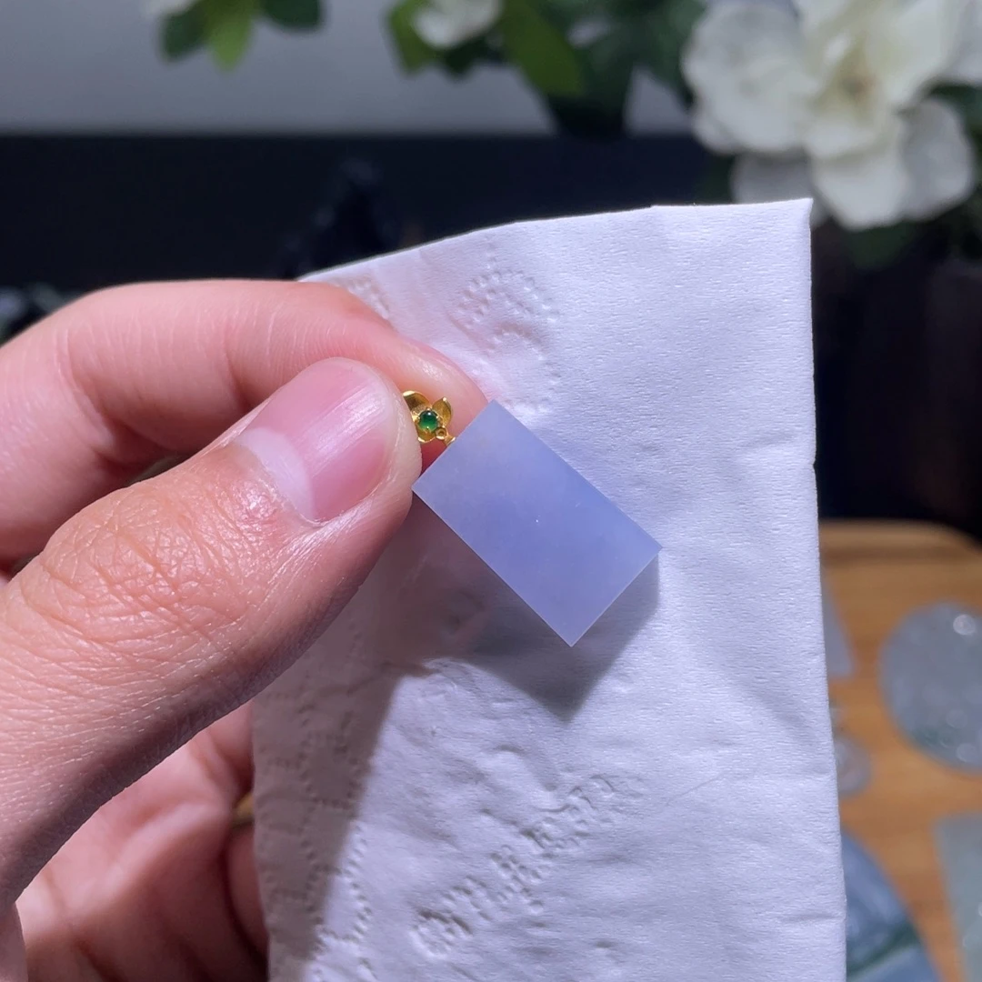 定制翡翠18K金镶嵌吊坠