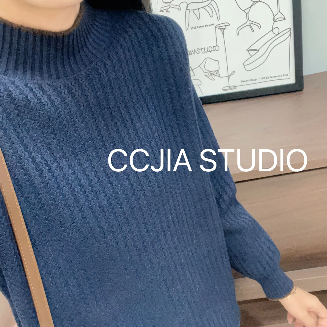 【坑条拼色领】针织衫宽松显瘦休闲时尚百搭圆领套头秋冬