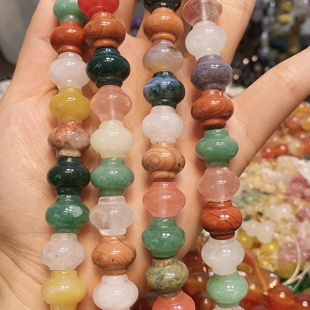 玛瑙/玉髓散珠天然多宝灯笼一条14mm