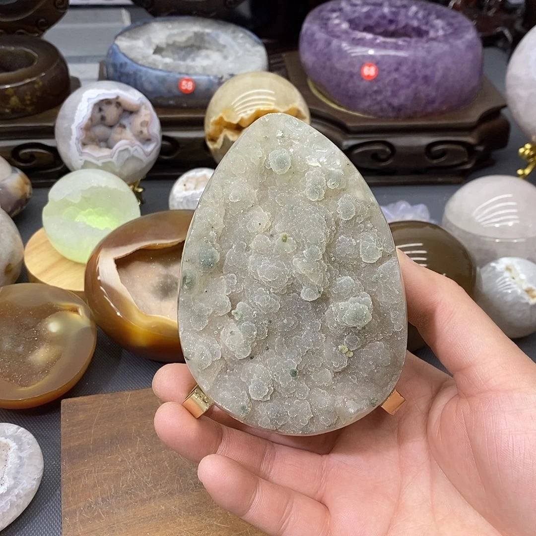 未镶嵌紫晶摆件绿软龙蛋